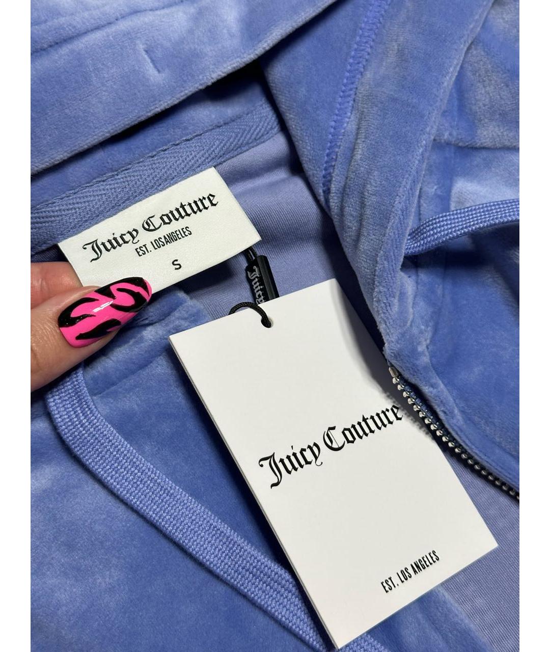 JUICY COUTURE Голубой велюровый костюм с брюками, фото 7