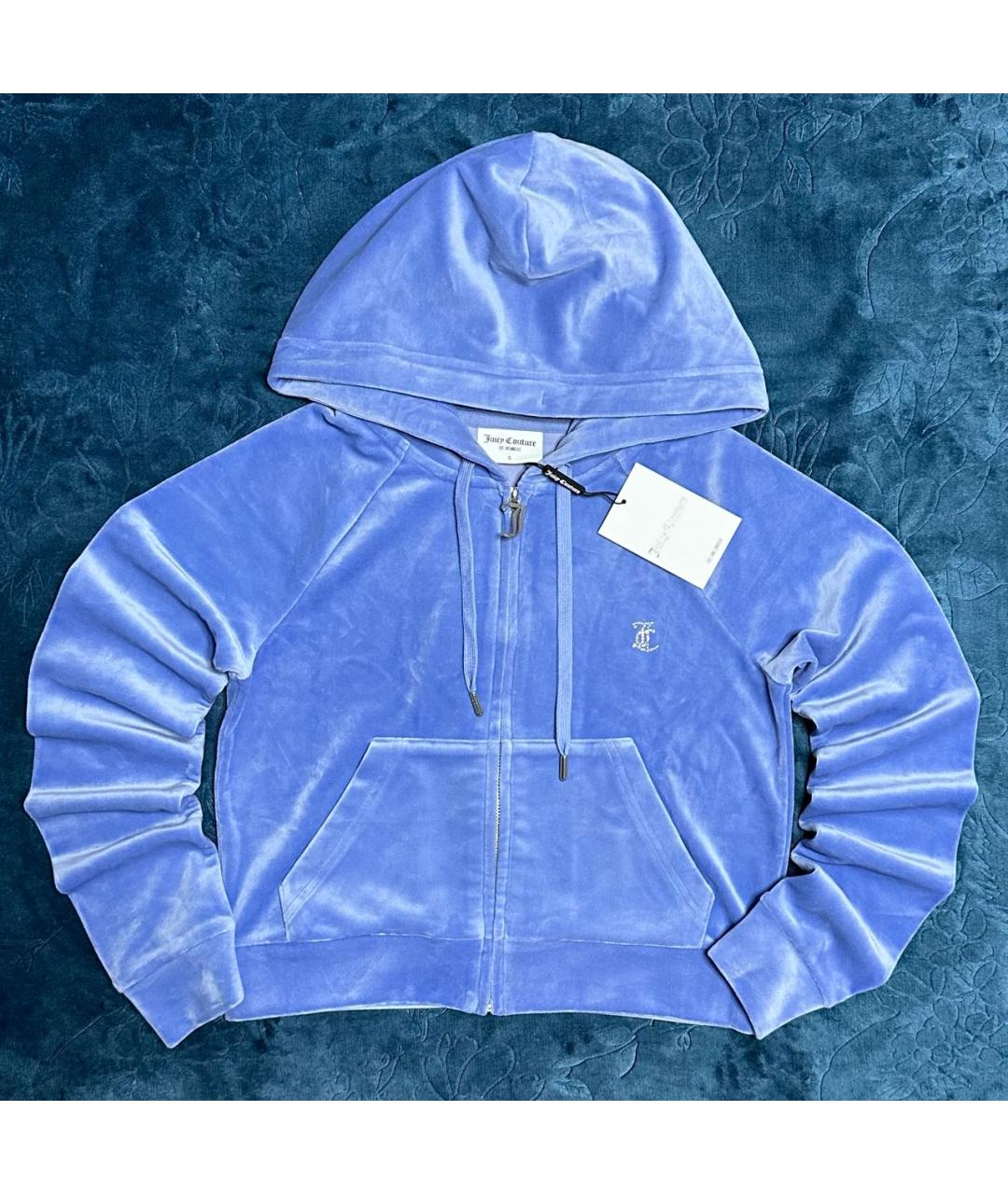 JUICY COUTURE Голубой велюровый костюм с брюками, фото 5