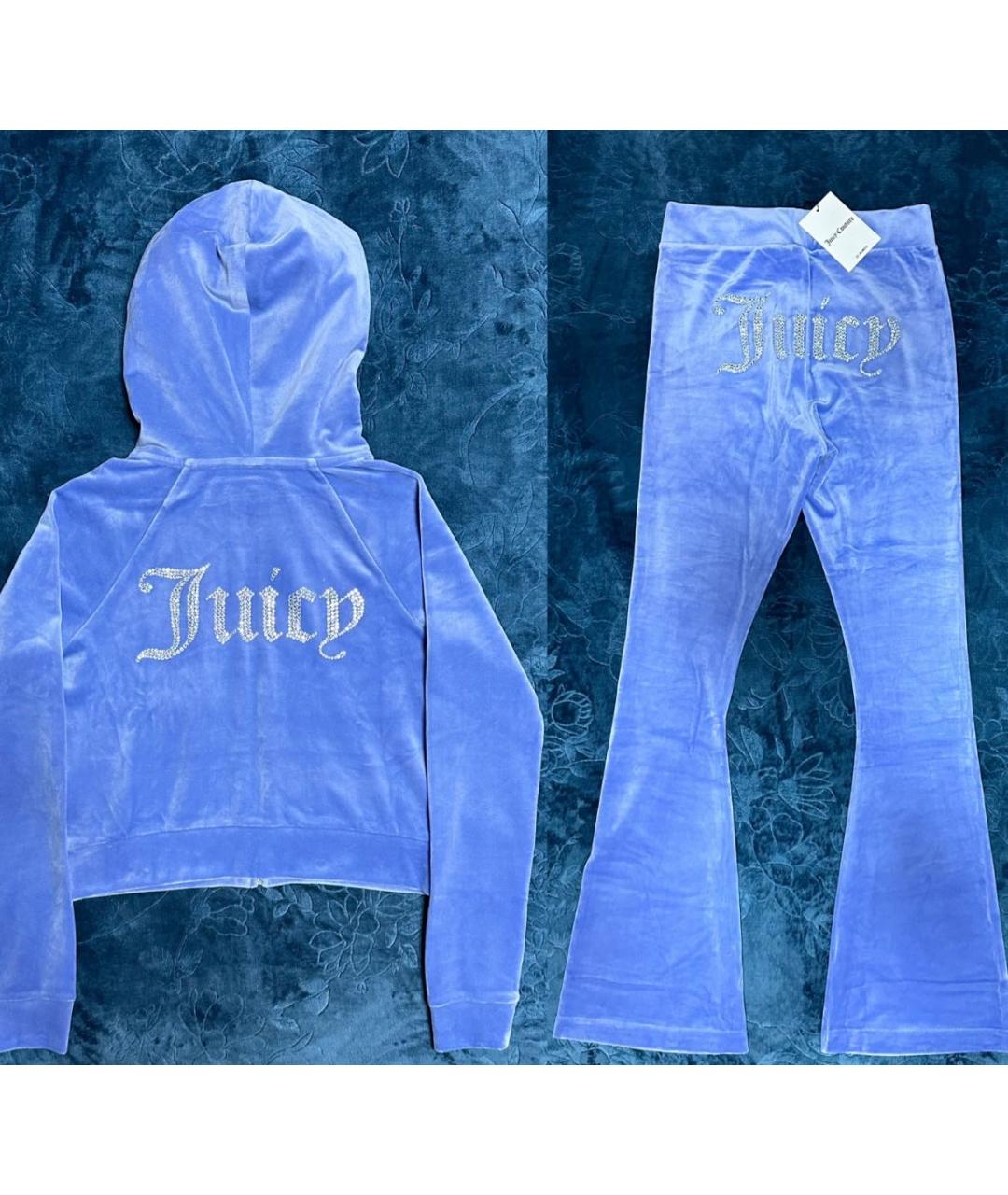JUICY COUTURE Голубой велюровый костюм с брюками, фото 8