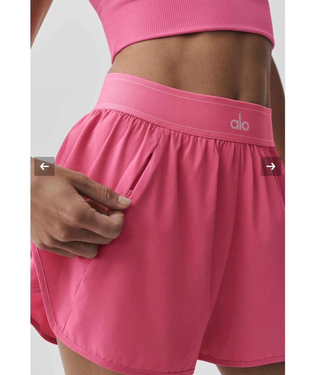 ALO YOGA Розовые полиэстеровые спортивные брюки и шорты, фото 4