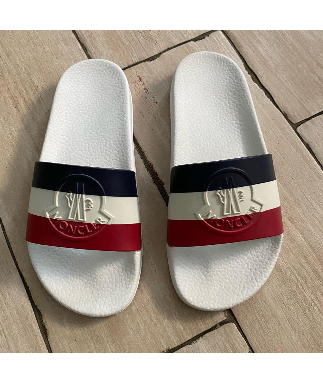 MONCLER Белые резиновые шлепанцы, фото 8