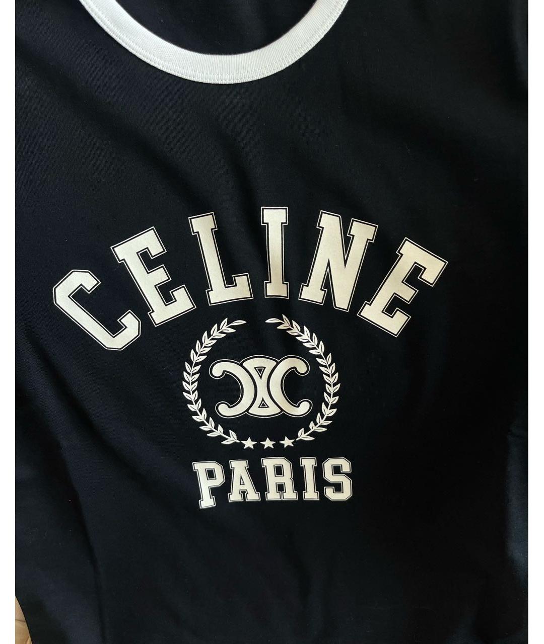 CELINE Черная хлопковая футболка, фото 5