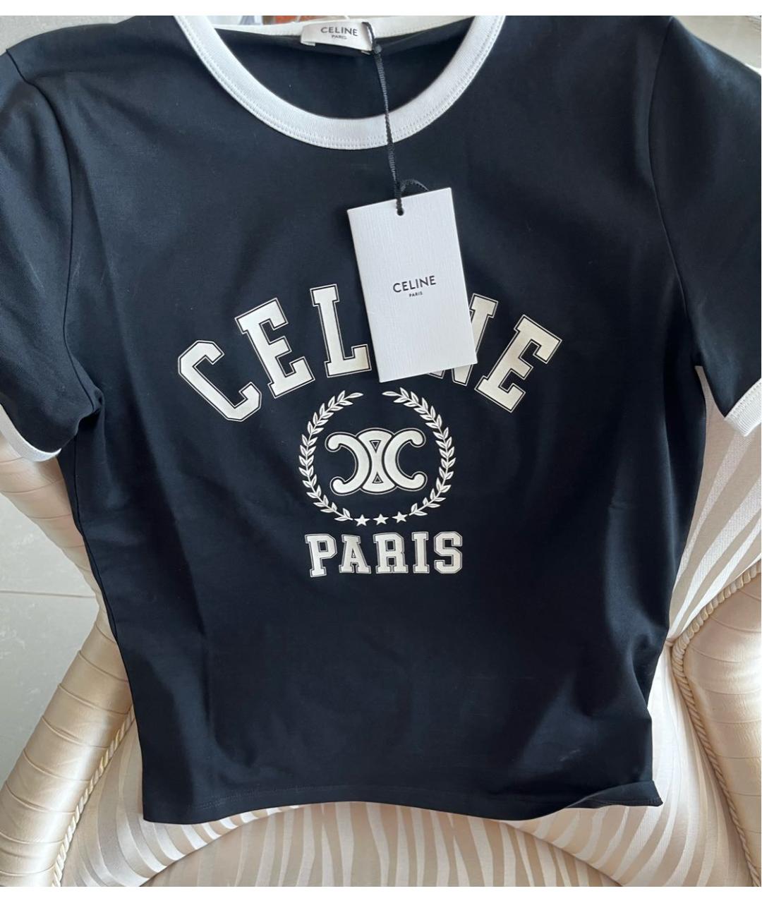 CELINE Черная хлопковая футболка, фото 7