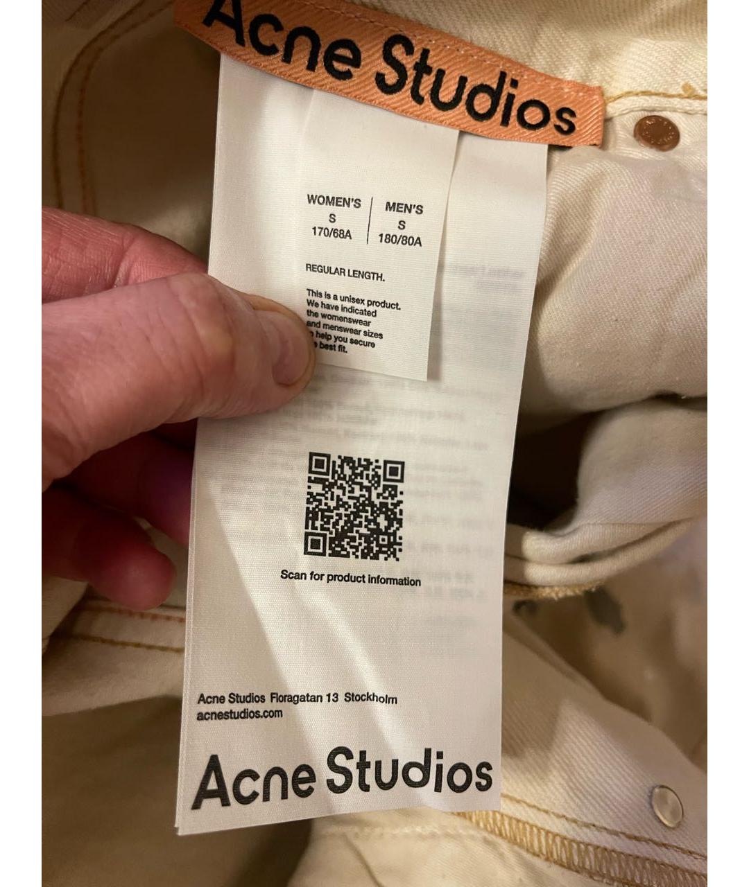 ACNE STUDIOS Бежевые хлопковые прямые джинсы, фото 7