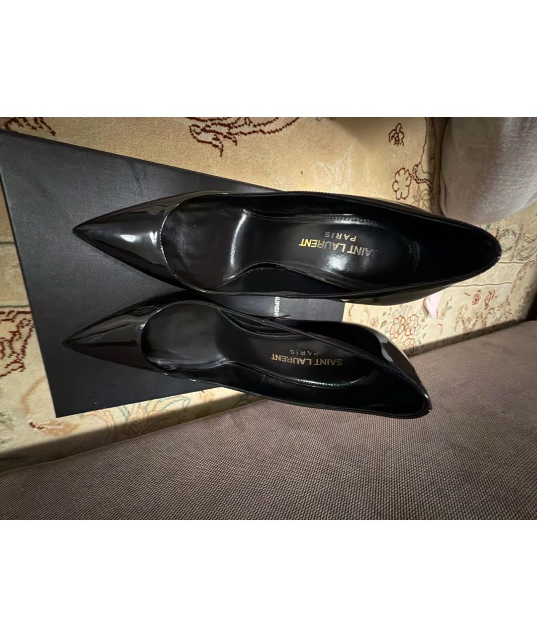SAINT LAURENT Черные туфли из лакированной кожи, фото 3