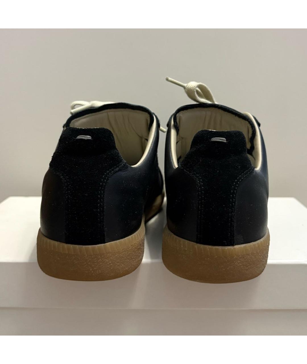 MAISON MARGIELA Черные кожаные кеды, фото 4