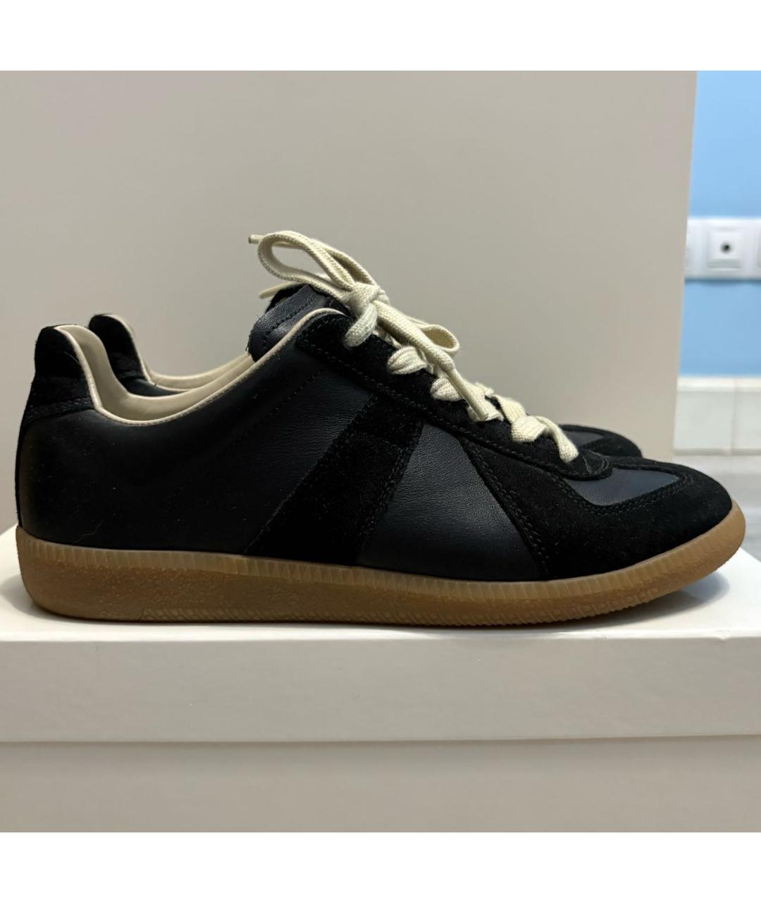 MAISON MARGIELA Черные кожаные кеды, фото 7