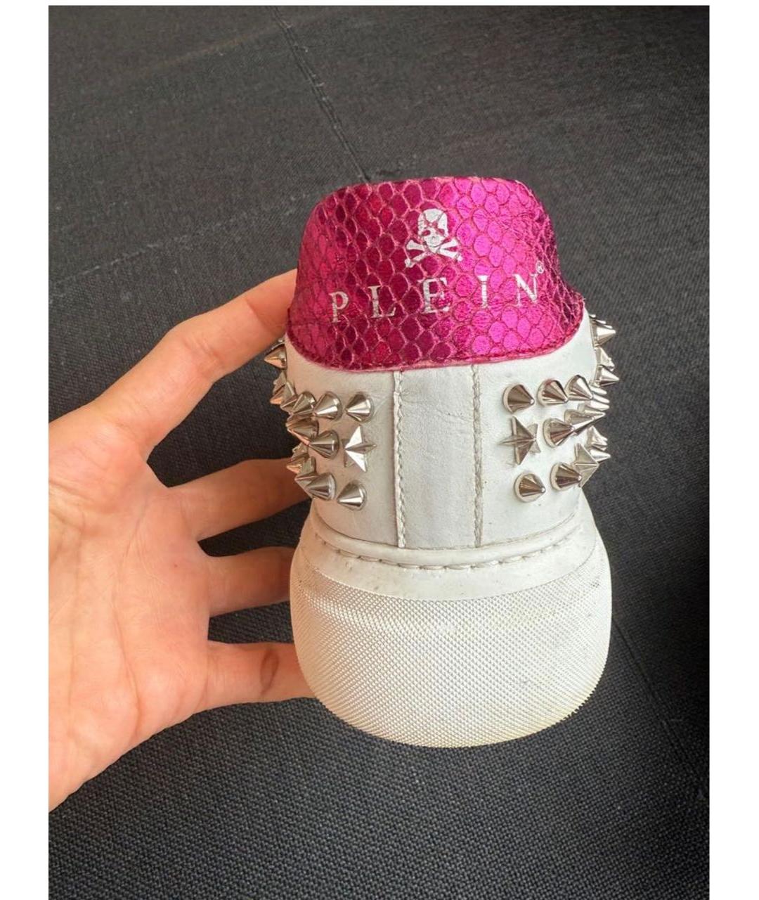 PHILIPP PLEIN Белые кожаные кроссовки, фото 3