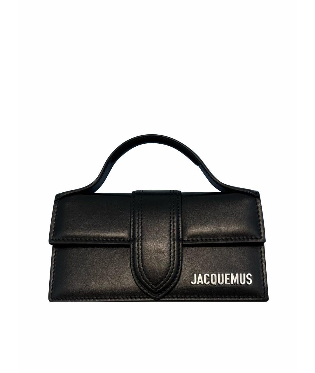 JACQUEMUS Черная кожаная сумка с короткими ручками, фото 1