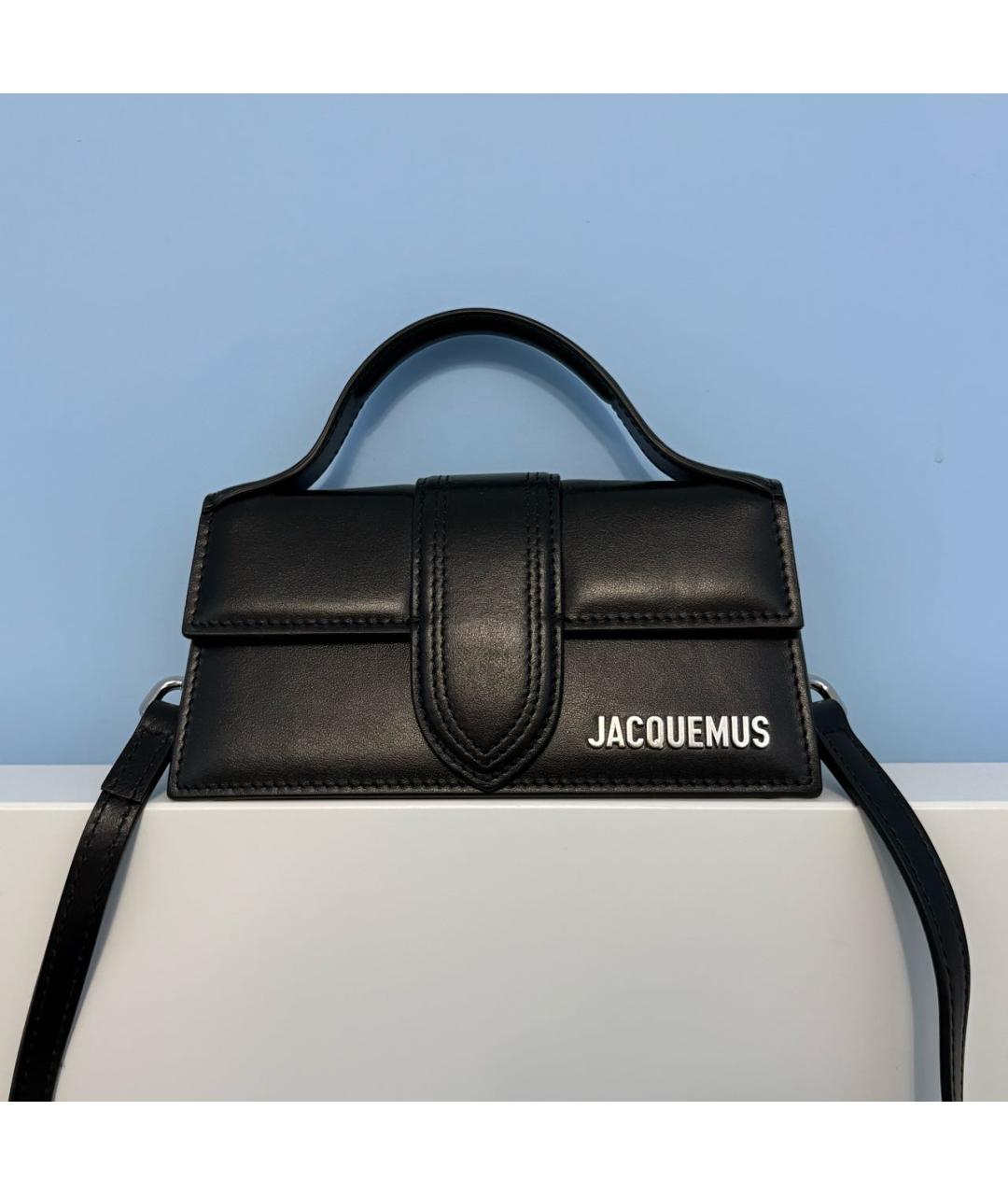 JACQUEMUS Черная кожаная сумка с короткими ручками, фото 5