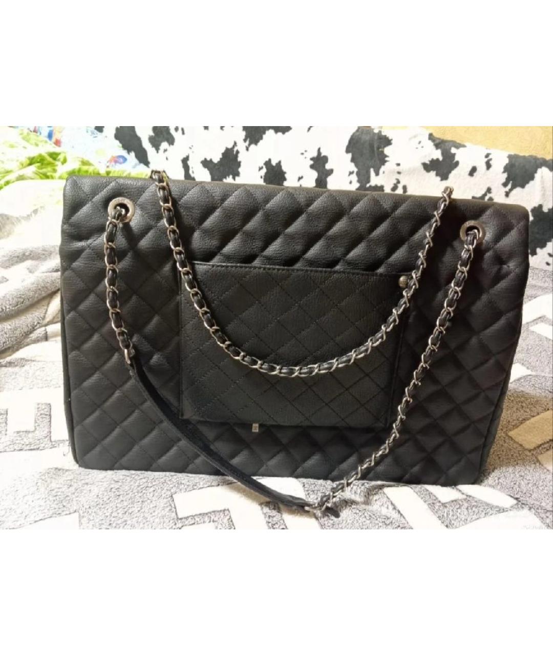CHANEL Черная кожаная дорожная/спортивная сумка, фото 9