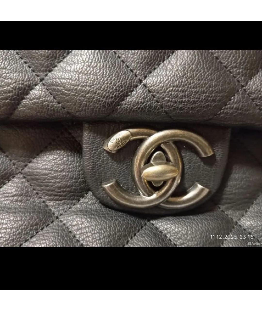 CHANEL Черная кожаная дорожная/спортивная сумка, фото 5