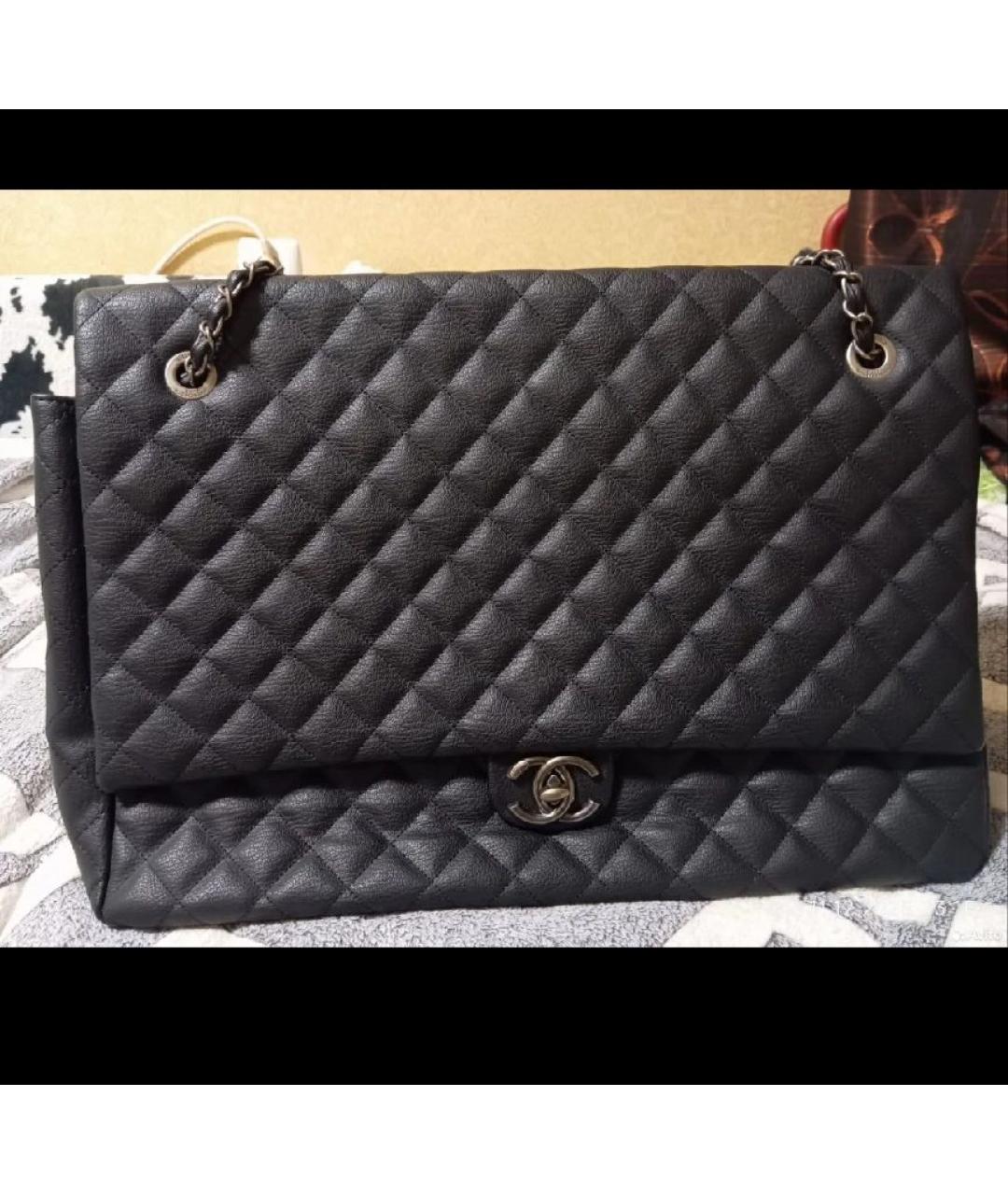 CHANEL Черная кожаная дорожная/спортивная сумка, фото 4