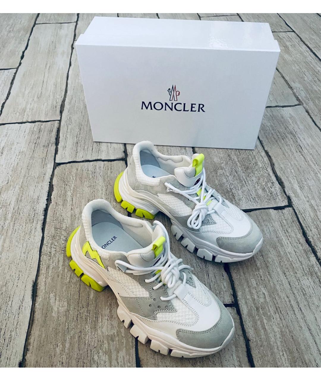 MONCLER Белые кожаные кроссовки, фото 7