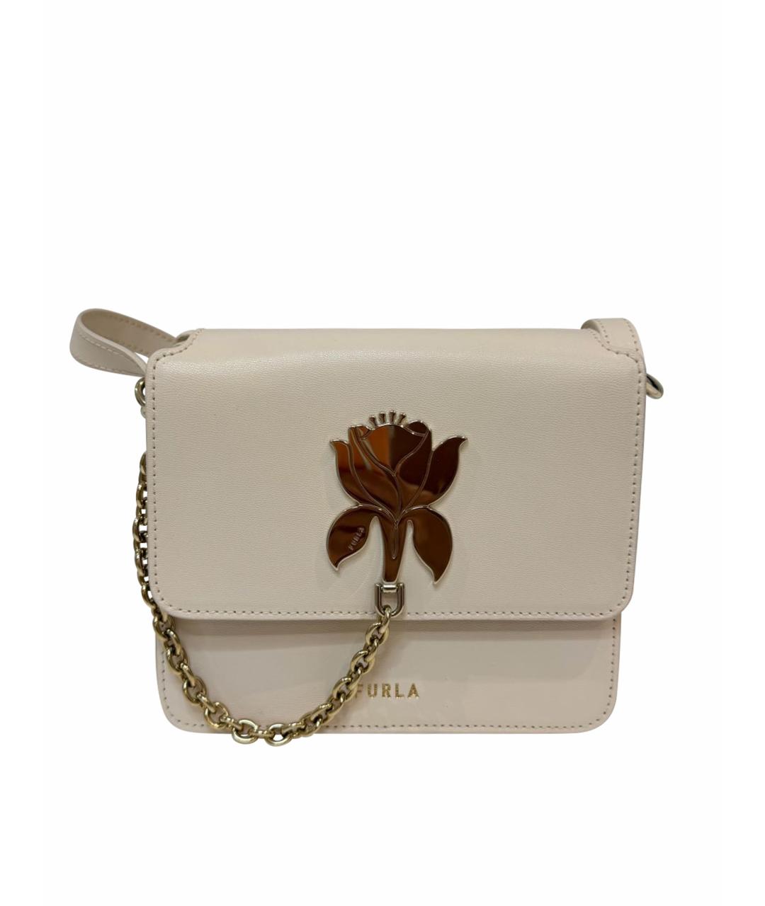 FURLA Бежевая кожаная сумка через плечо, фото 1