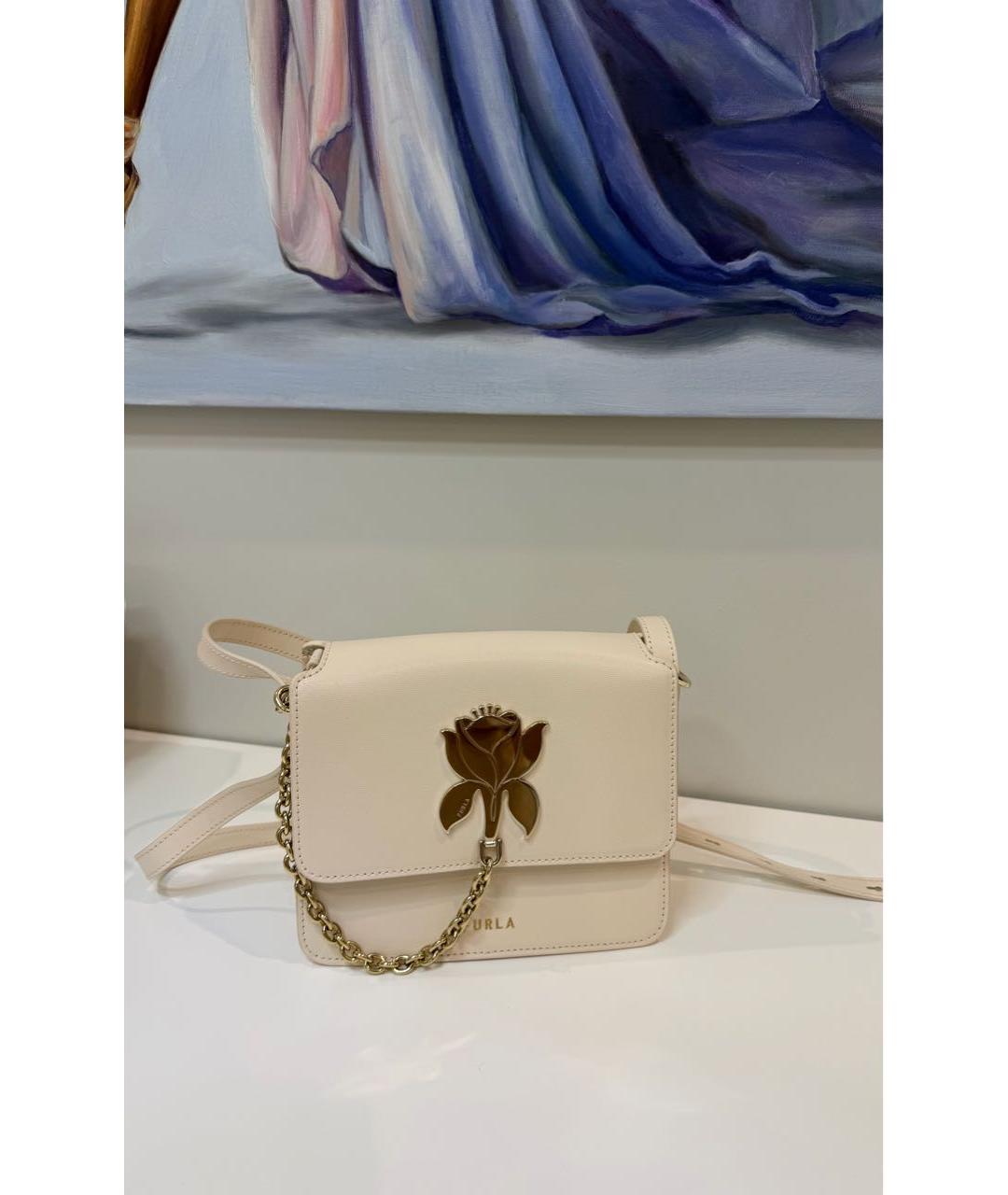 FURLA Бежевая кожаная сумка через плечо, фото 2