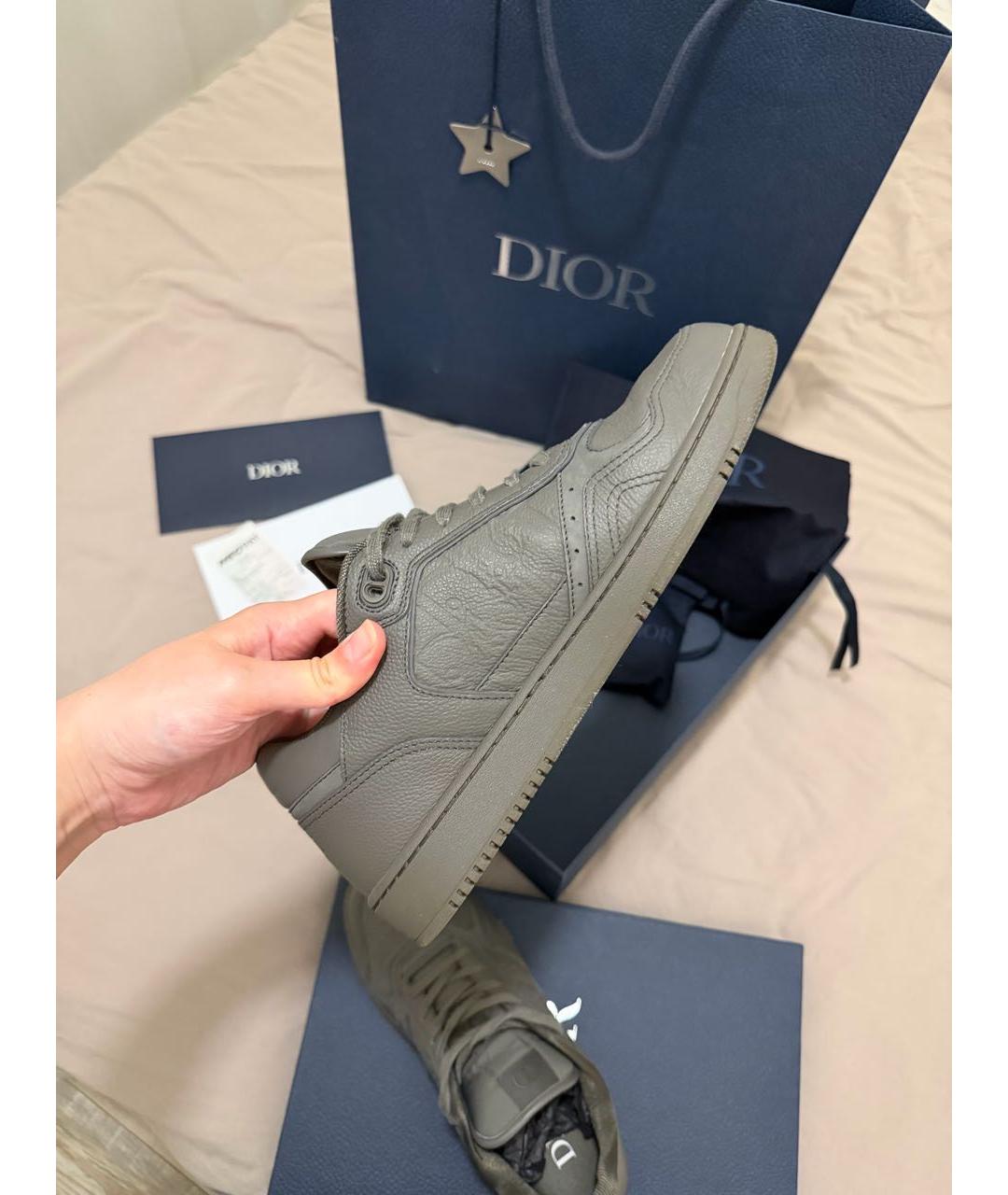 CHRISTIAN DIOR Серые кожаные низкие кроссовки / кеды, фото 6