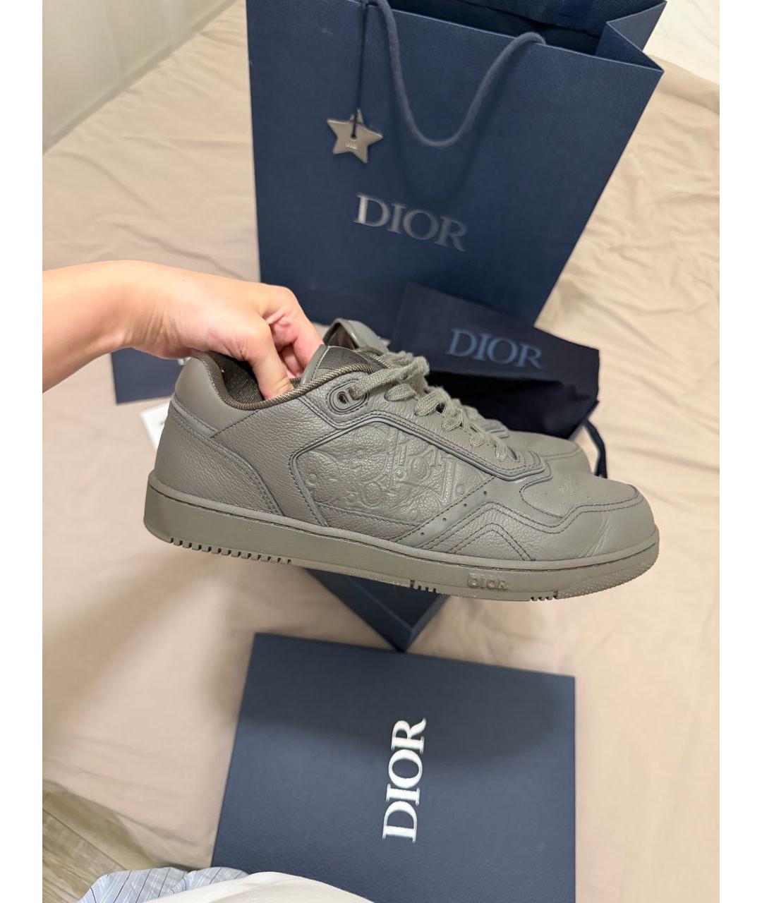 CHRISTIAN DIOR Серые кожаные низкие кроссовки / кеды, фото 8