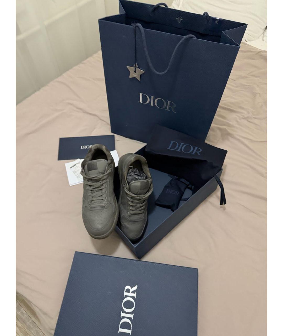CHRISTIAN DIOR Серые кожаные низкие кроссовки / кеды, фото 2
