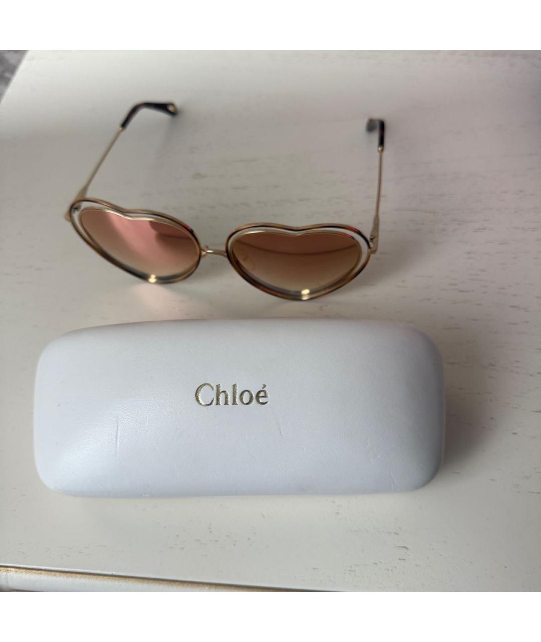 CHLOE Коричневые металлические солнцезащитные очки, фото 3