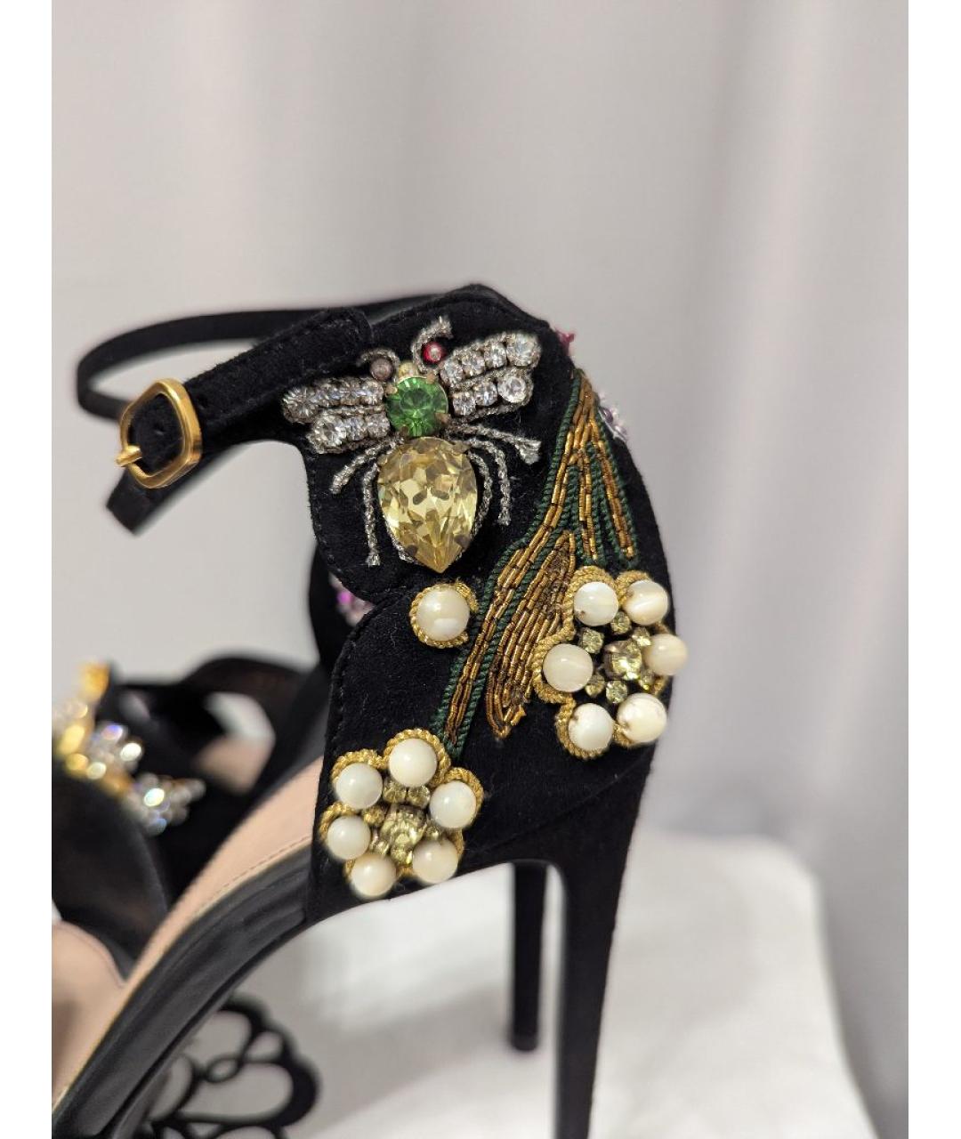 ALEXANDER MCQUEEN Черные замшевые босоножки, фото 5