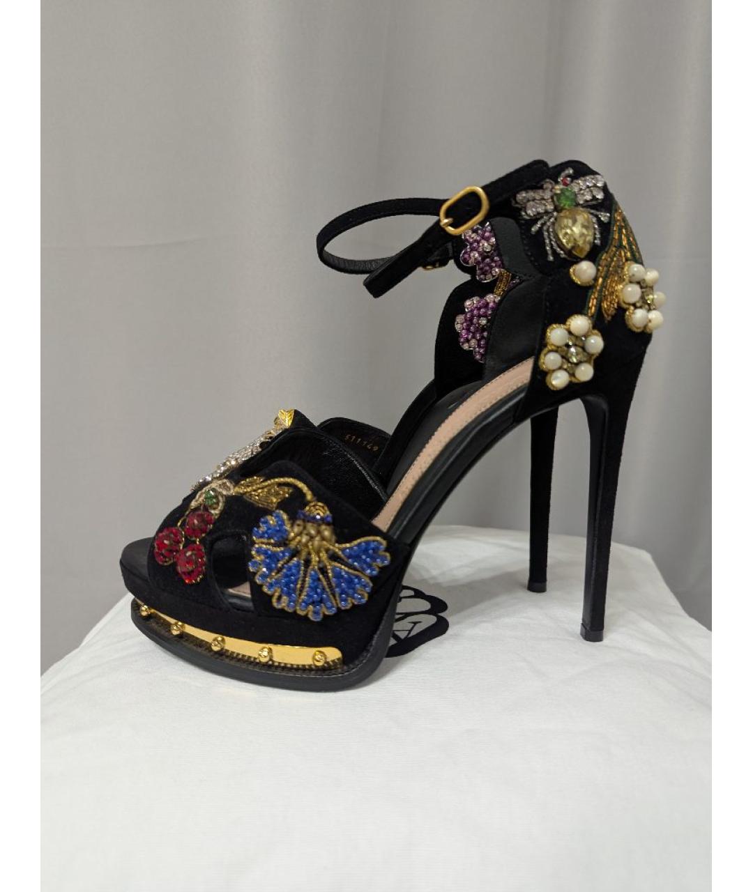 ALEXANDER MCQUEEN Черные замшевые босоножки, фото 10
