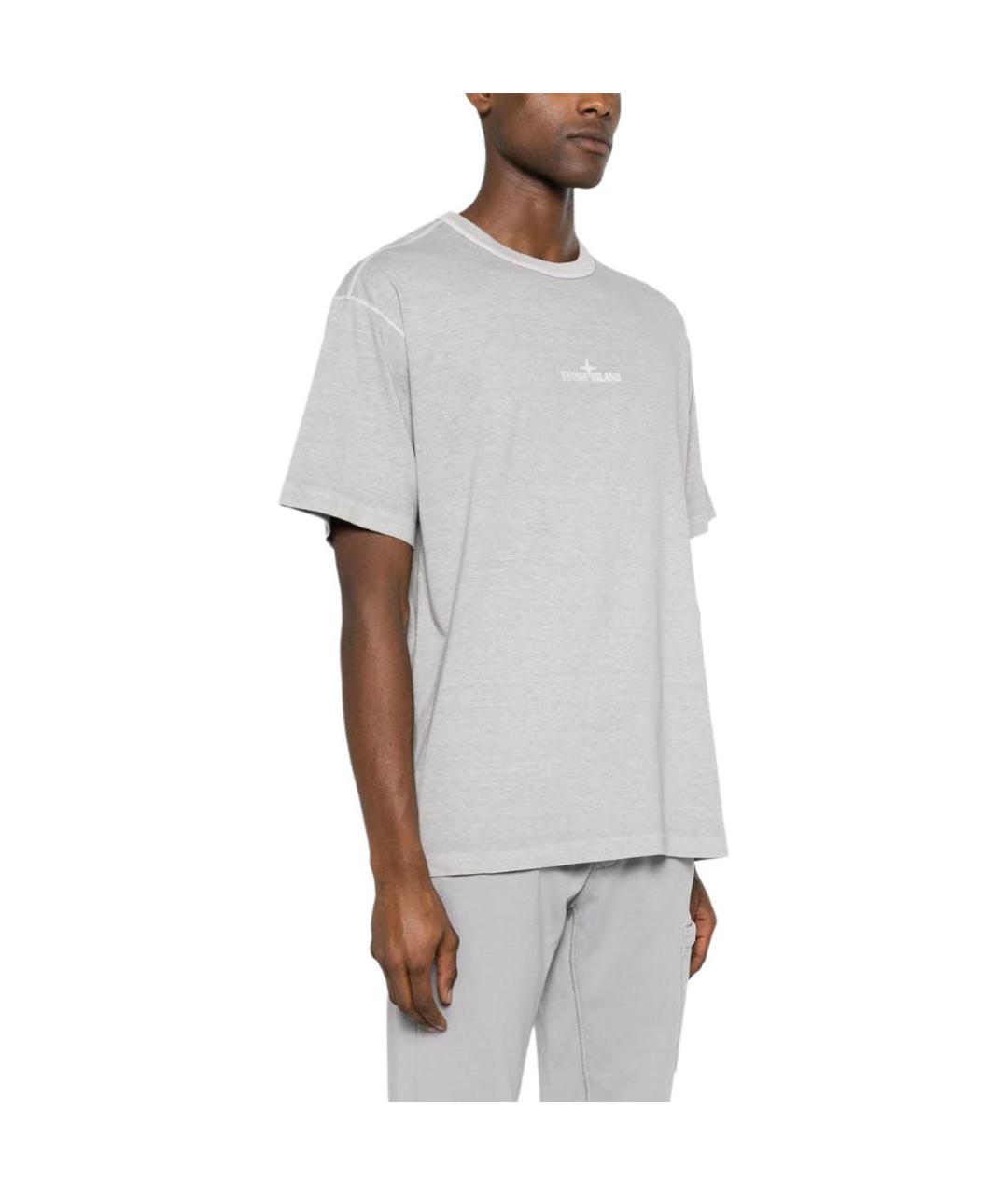 STONE ISLAND Серая хлопковая футболка, фото 4