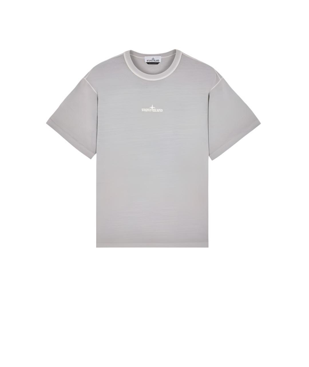 STONE ISLAND Серая хлопковая футболка, фото 6