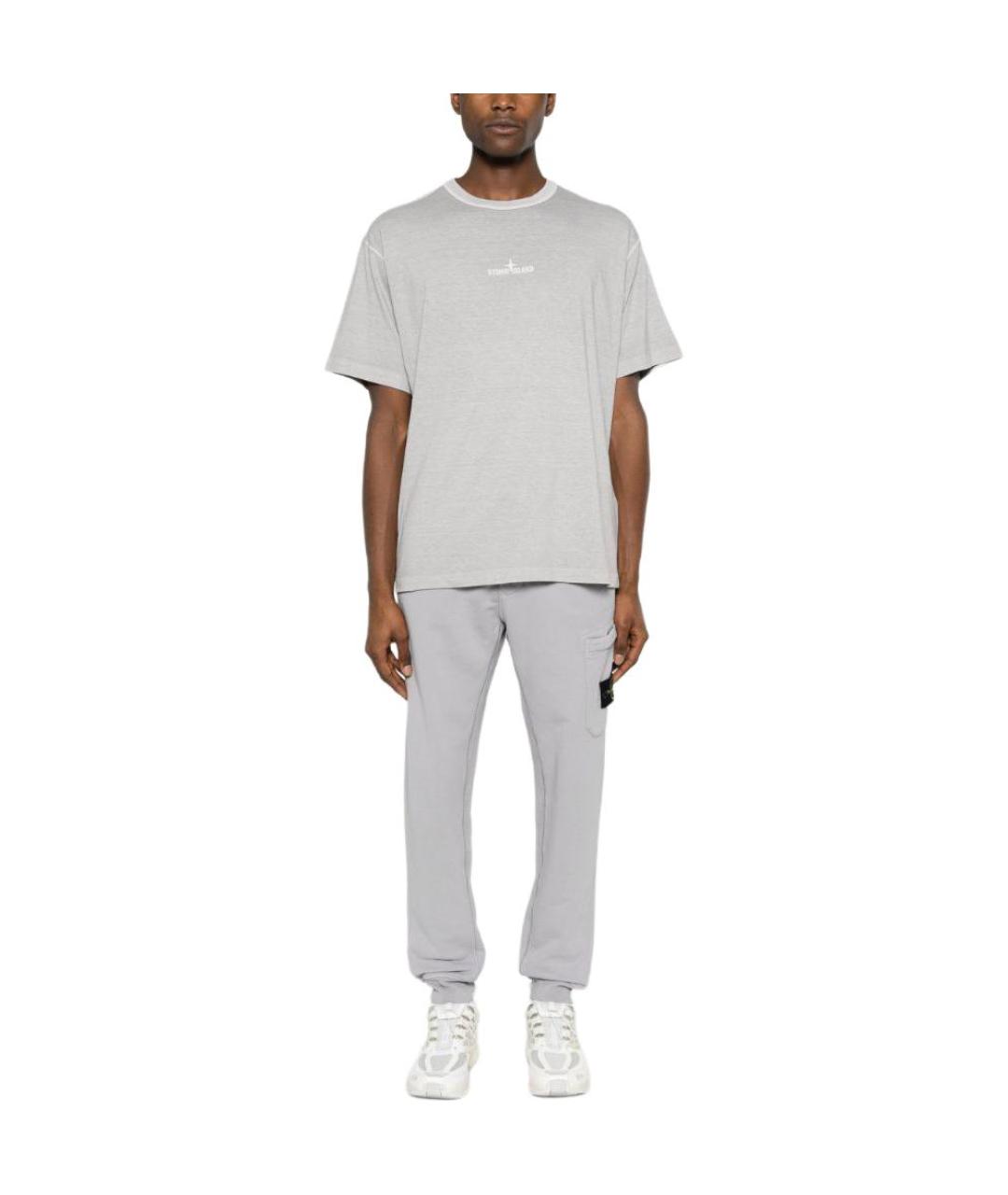 STONE ISLAND Серая хлопковая футболка, фото 3