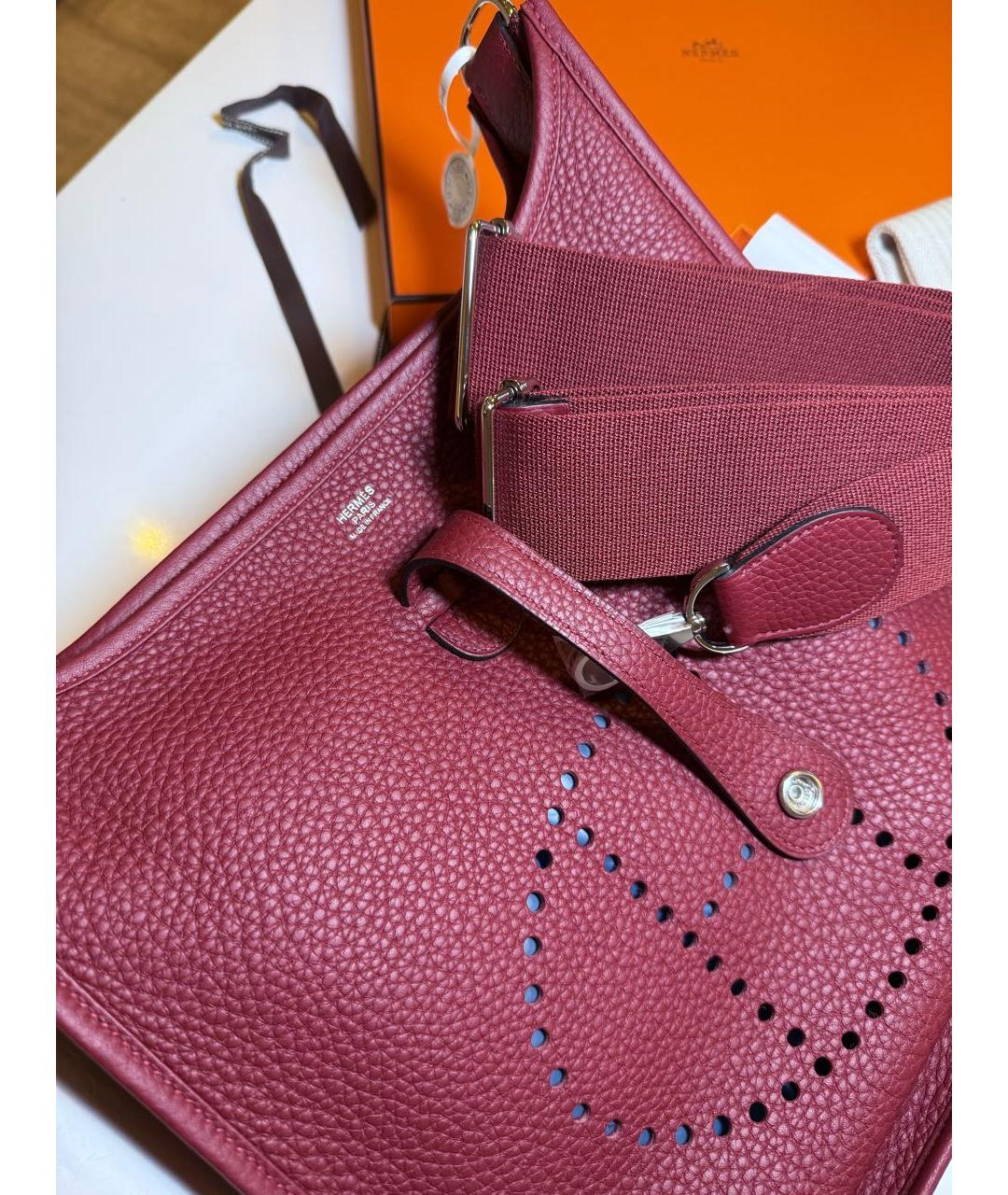 HERMES Бордовая кожаная сумка через плечо, фото 4