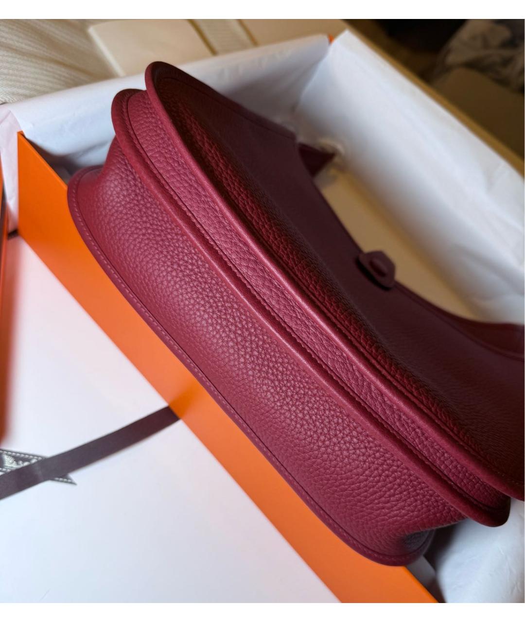HERMES Бордовая кожаная сумка через плечо, фото 5