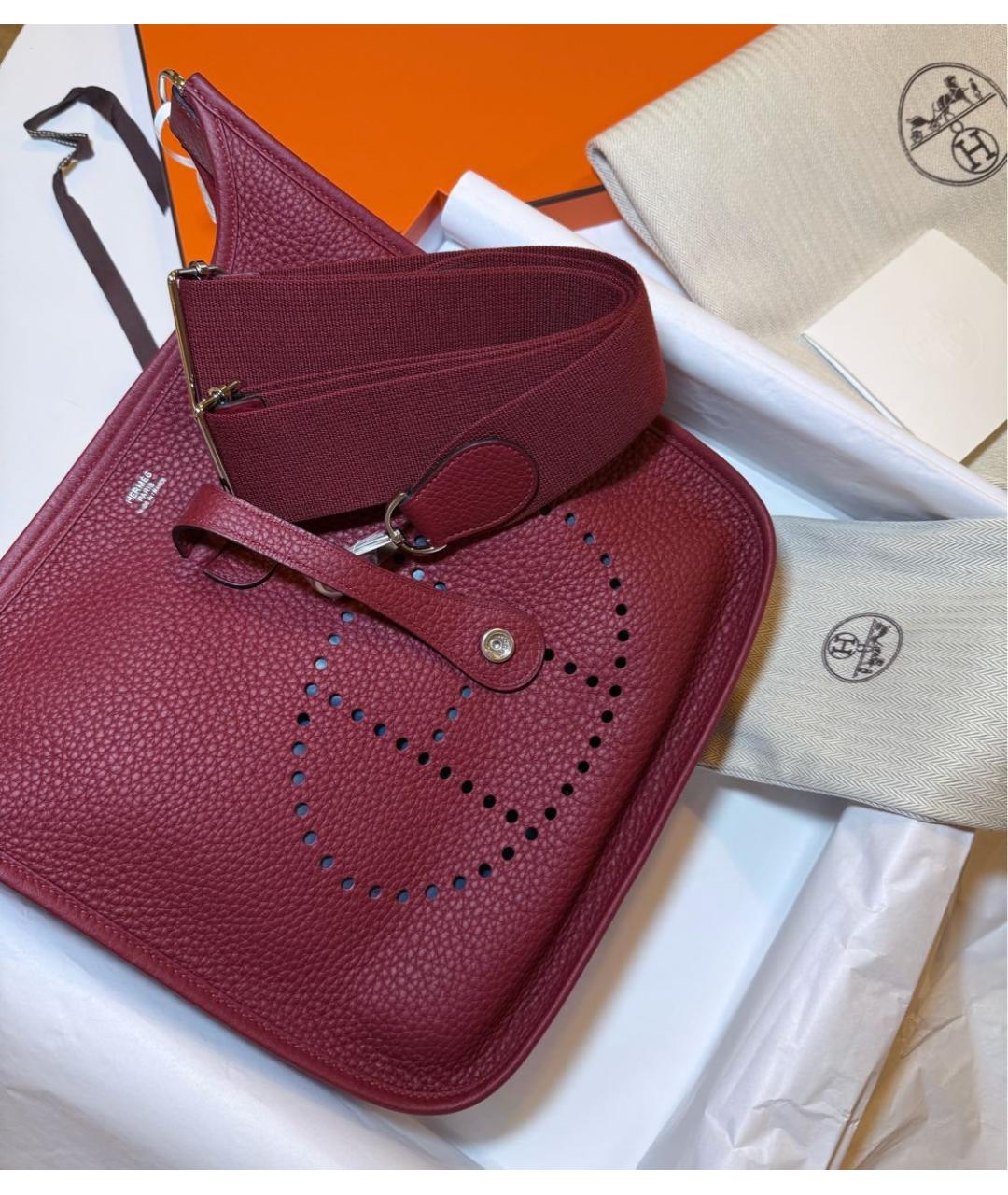 HERMES Бордовая кожаная сумка через плечо, фото 2