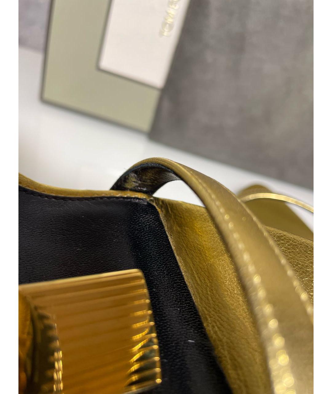TOM FORD Золотые кожаные босоножки, фото 8