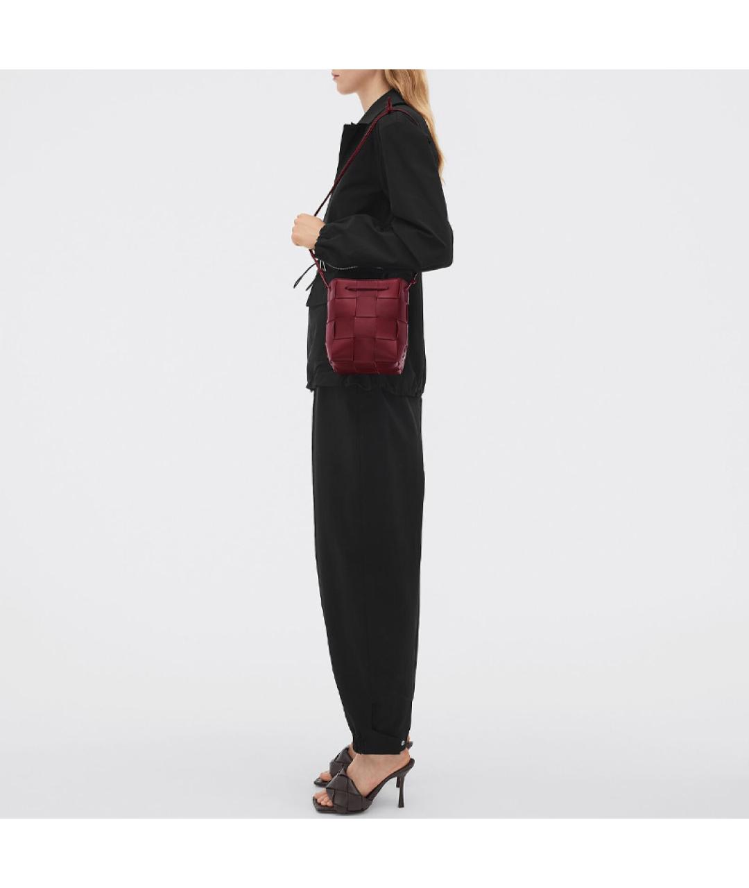 BOTTEGA VENETA Бордовая кожаная сумка через плечо, фото 4