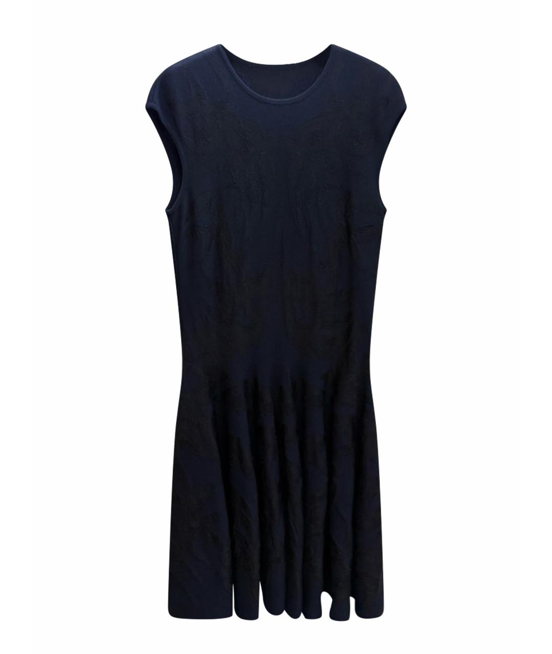 ALEXANDER MCQUEEN Синее шерстяное коктейльное платье, фото 1