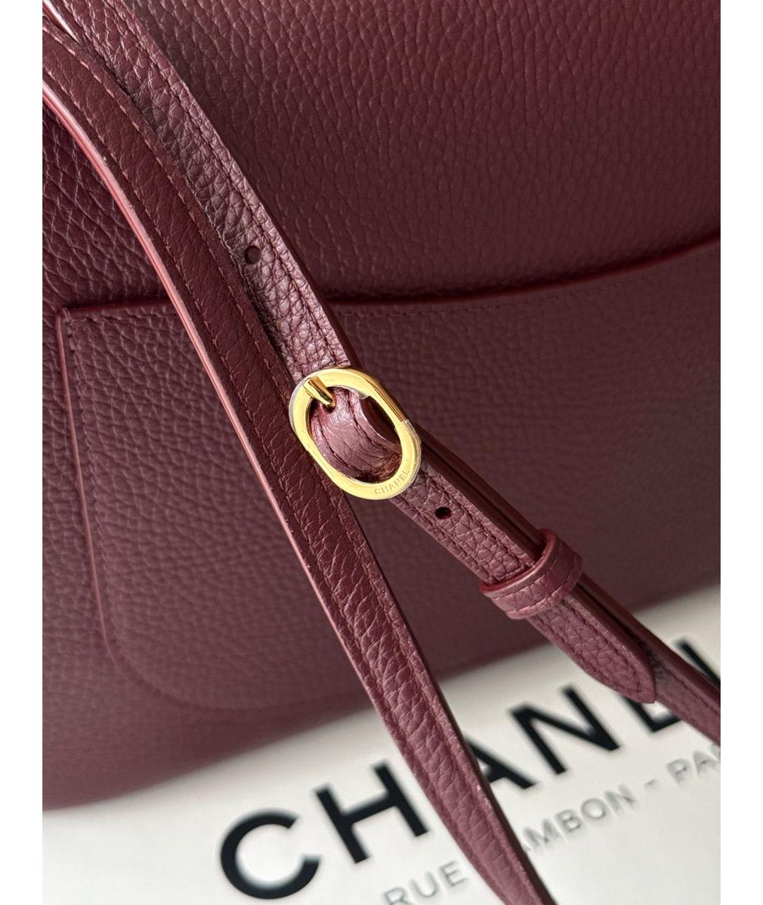 CHANEL Бордовая кожаная сумка через плечо, фото 5