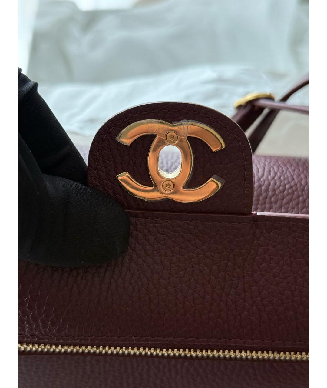 CHANEL Бордовая кожаная сумка через плечо, фото 6