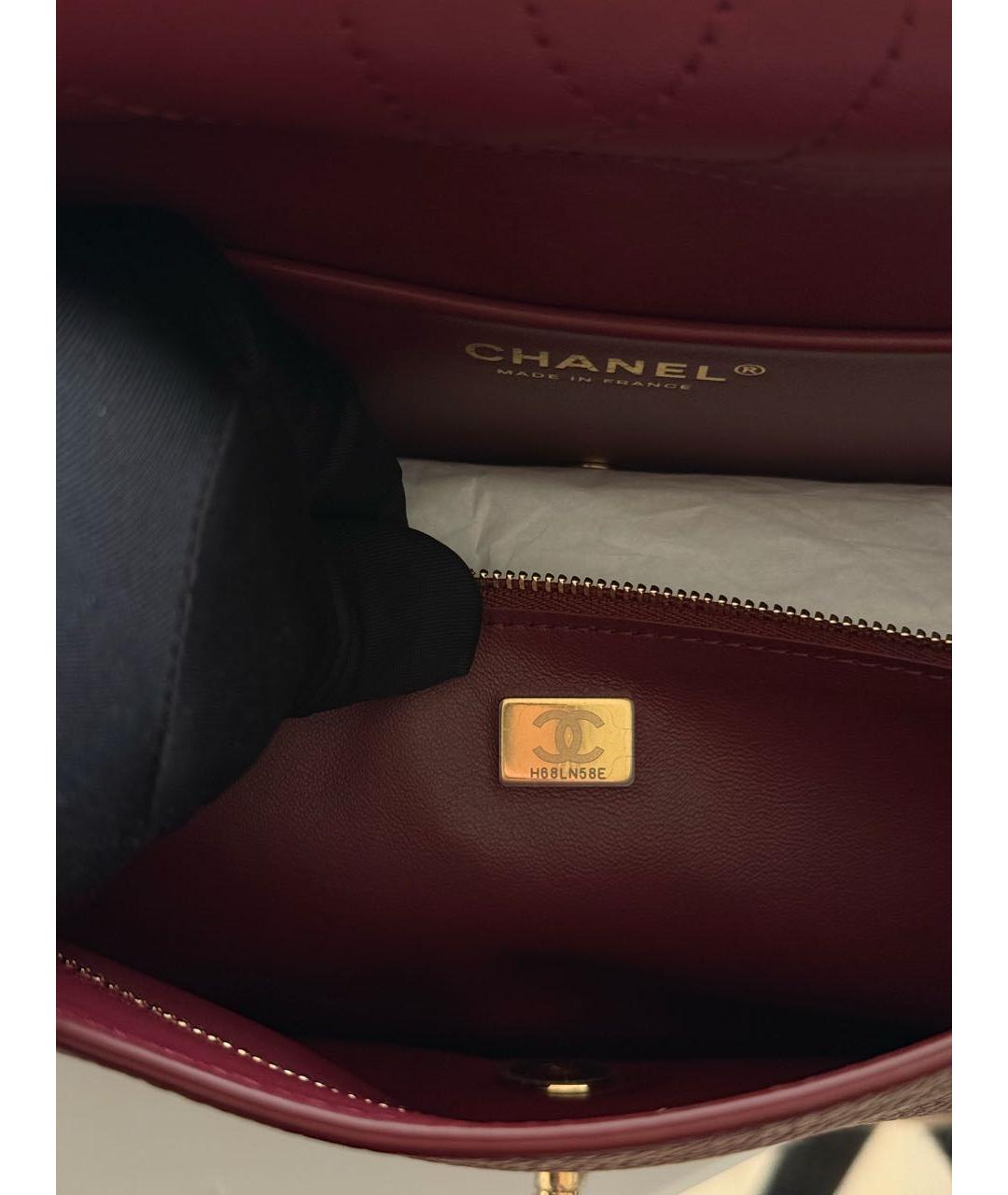 CHANEL Бордовая кожаная сумка через плечо, фото 3
