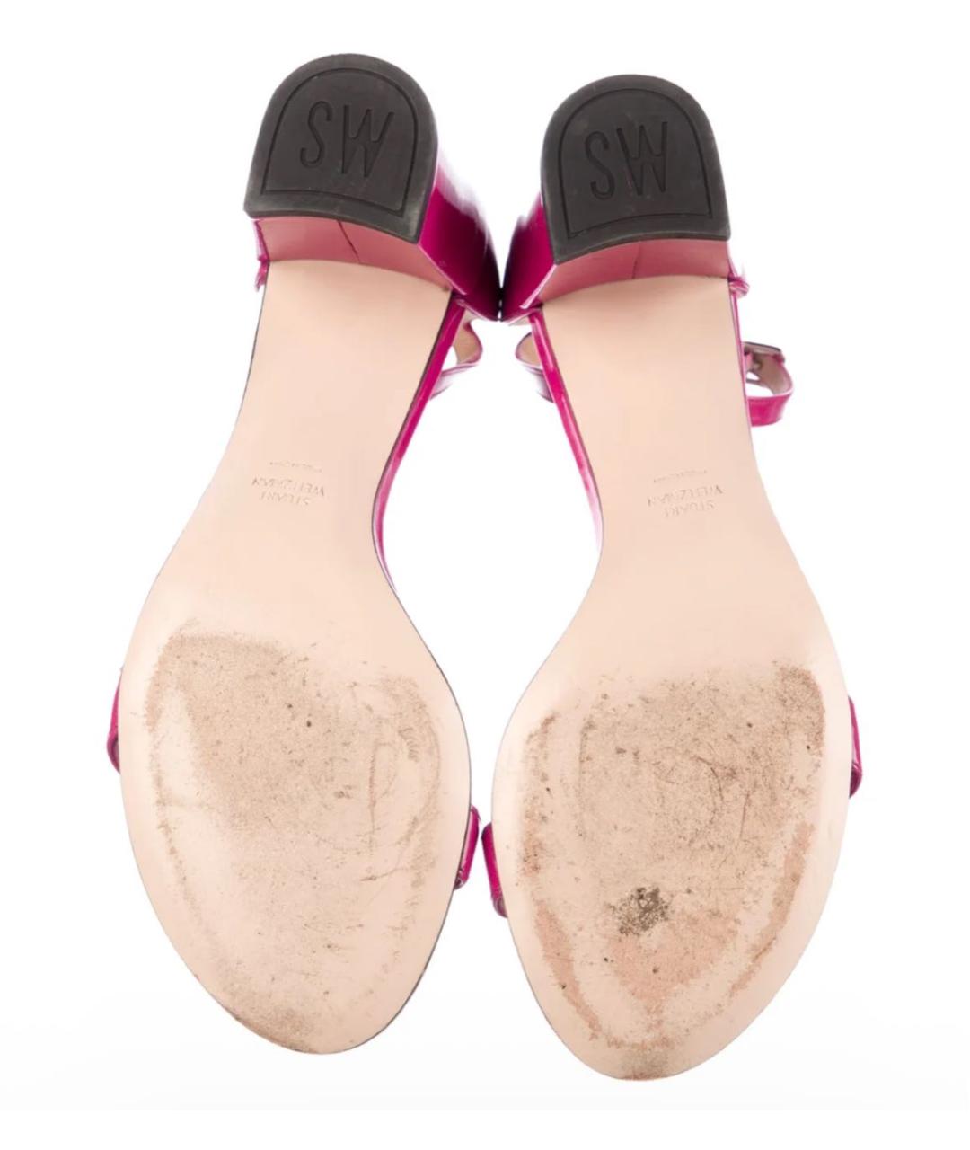 STUART WEITZMAN Фуксия босоножки из лакированной кожи, фото 5