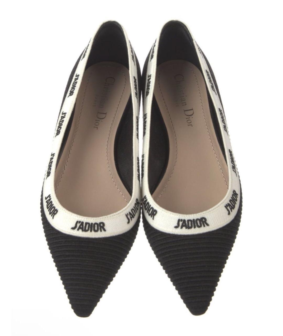 CHRISTIAN DIOR Черные текстильные балетки, фото 3