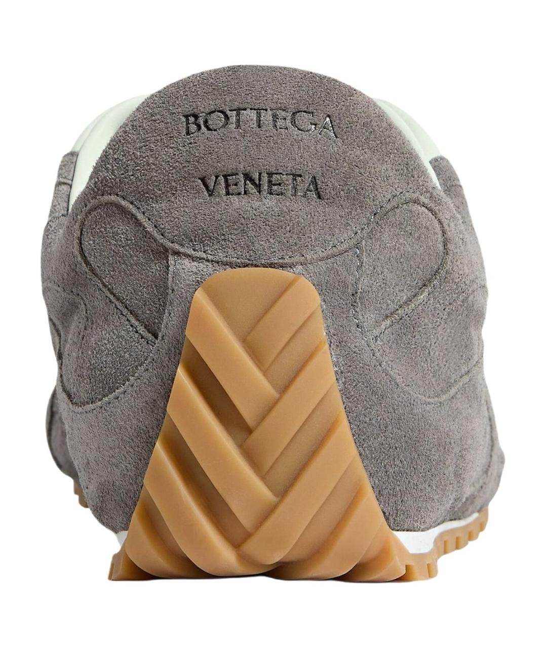 BOTTEGA VENETA Серые кожаные низкие кроссовки / кеды, фото 5