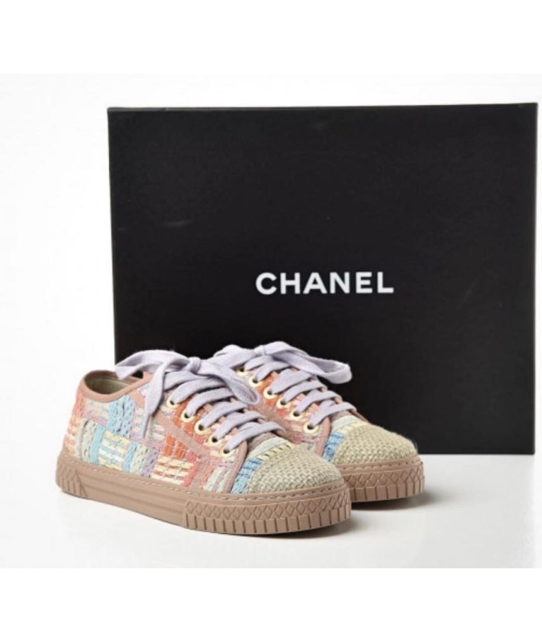 CHANEL Мульти текстильные кеды, фото 5