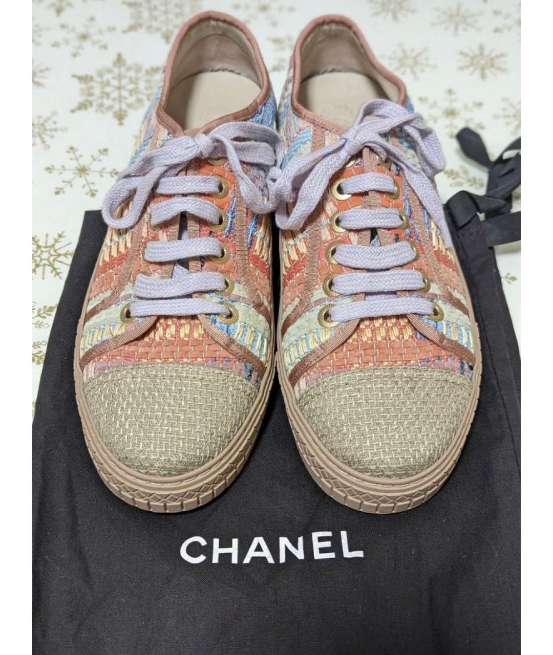 CHANEL Мульти текстильные кеды, фото 3