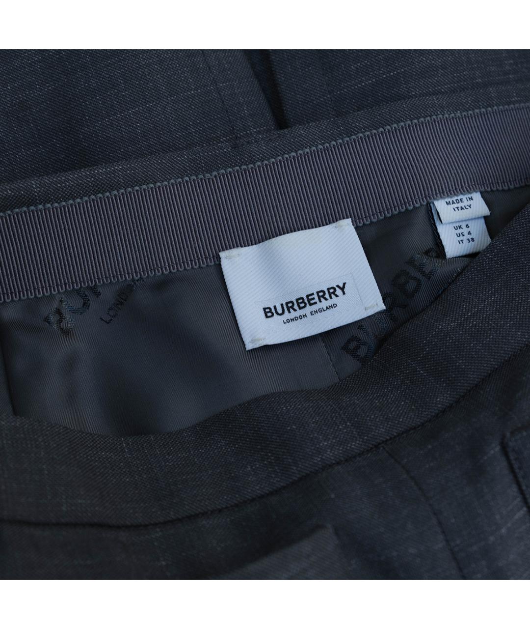 BURBERRY Серая шерстяная юбка миди, фото 3