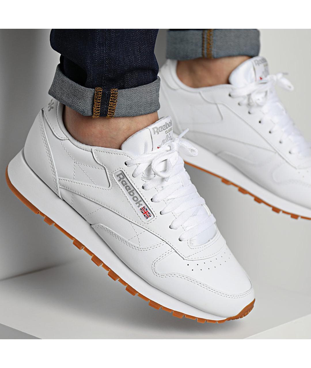 REEBOK Белые кожаные низкие кроссовки / кеды, фото 8