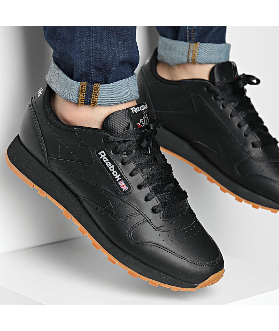 REEBOK Черные кожаные низкие кроссовки / кеды, фото 8
