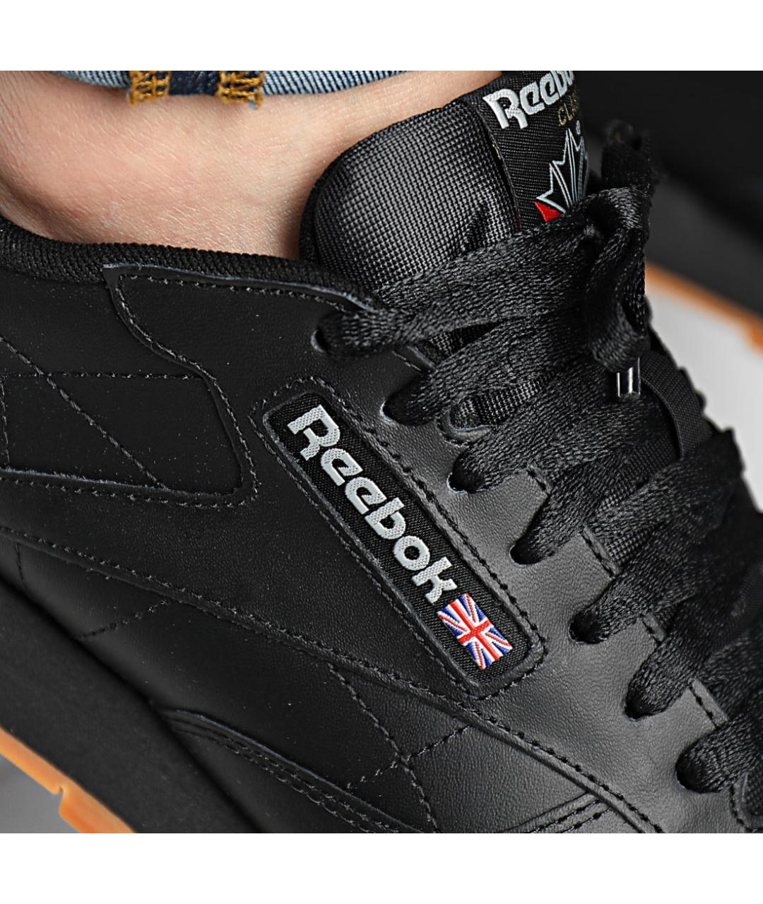 REEBOK Черные кожаные низкие кроссовки / кеды, фото 9