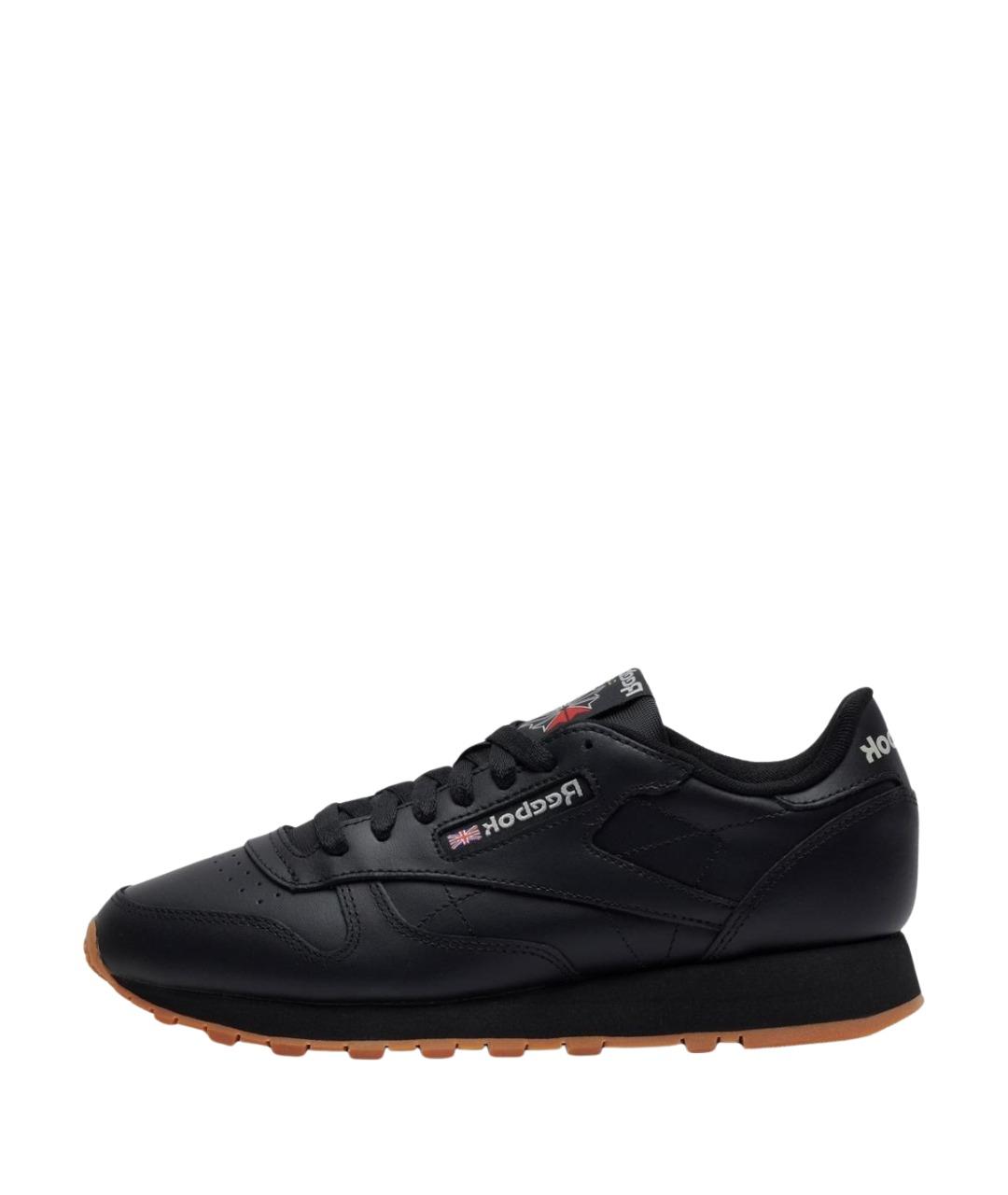 REEBOK Черные кожаные низкие кроссовки / кеды, фото 1