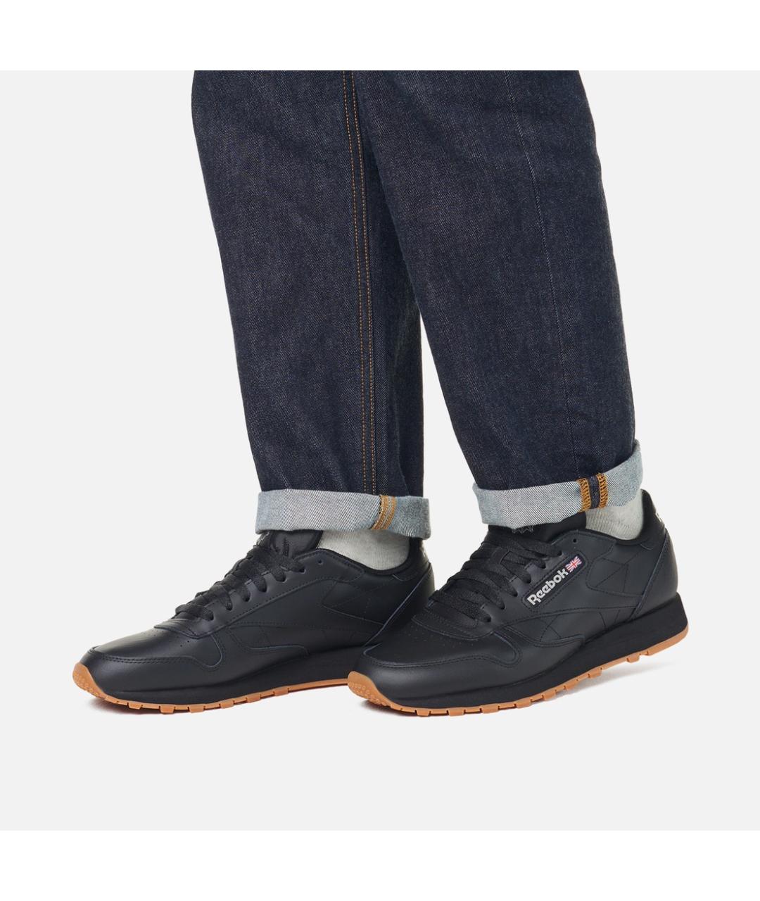 REEBOK Черные кожаные низкие кроссовки / кеды, фото 7