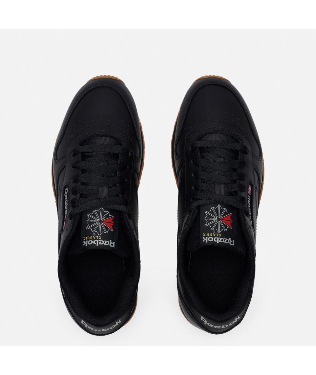REEBOK Черные кожаные низкие кроссовки / кеды, фото 3